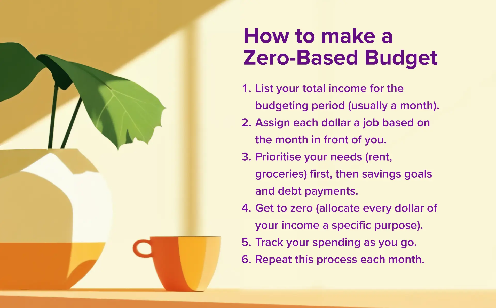 The steps needed for implementing a zero-based budget.